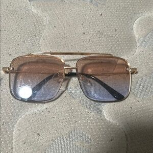 Gold and Black Aviator Glasses with Gradient Lenses